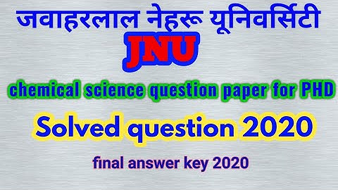 chemical science question paper of JNU for PHD 2020