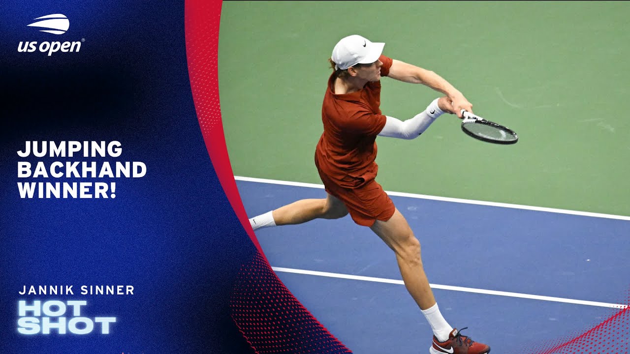 Jannik Sinner Hits Incredible Jumping Backhand Winner | 2025 US Open