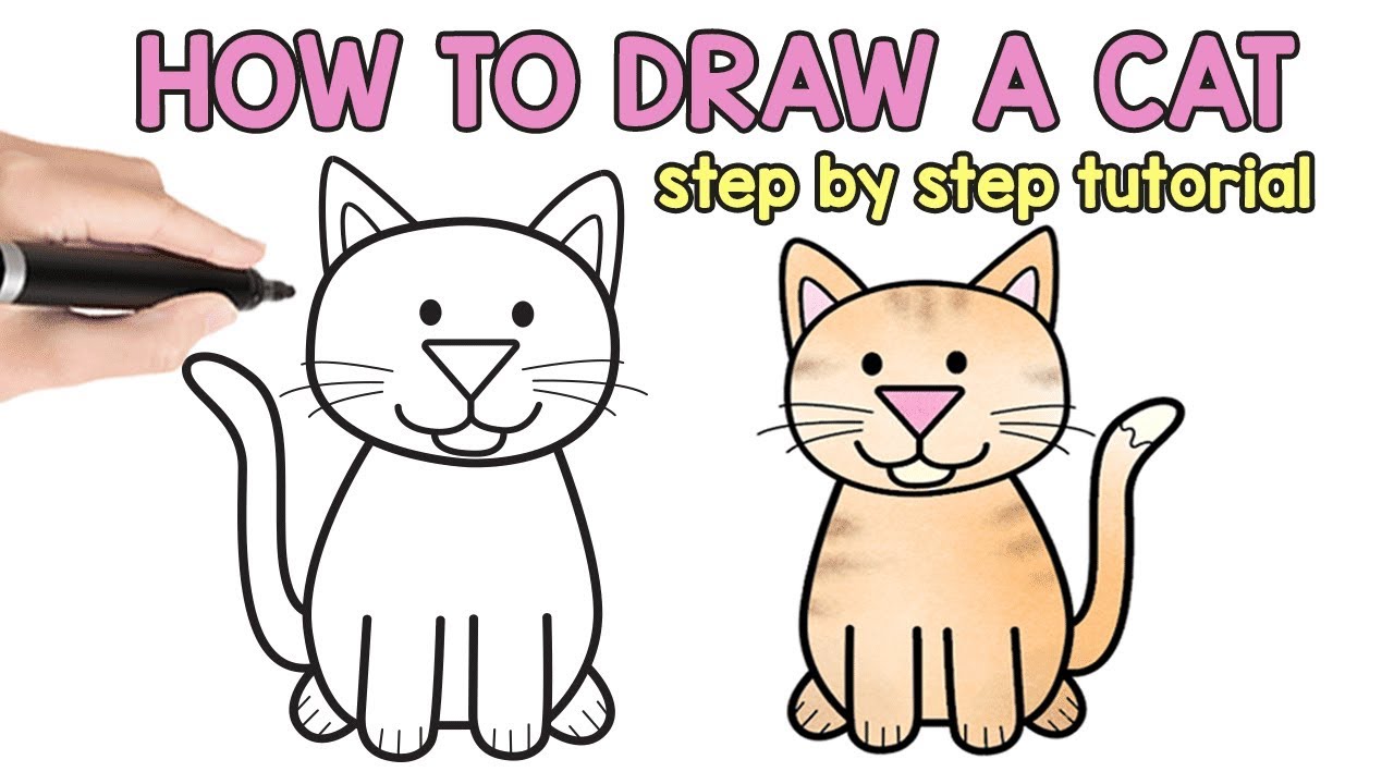 Learn How to Draw a Cat - Simple Step by Step Drawing Tutorial - YouTube