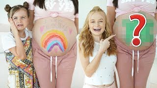 PAINTING PREGNANT BUMP ART CHALLENGE! Mia VS Sienna | Fizz Sisters