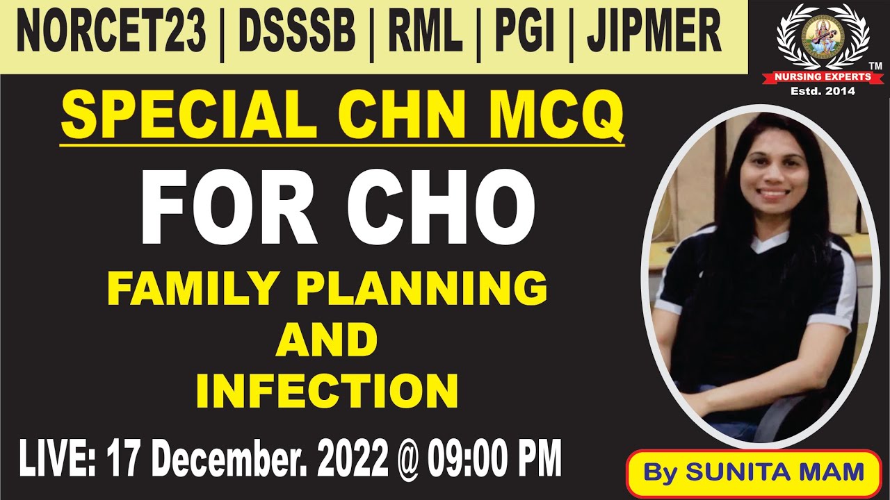 NORCET 2023 || JIPMER || CHN || FAMILY PLANNING CHO MCQ || BY SUNITA MAM