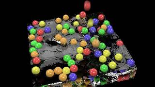 Balls drop in fluid (tyFlow + Phoenix FD simulation)