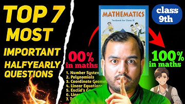 Class 9 Maths Half Yearly Exam 2025 | 7 Most Important Questions | 9th Maths Full syllabus 