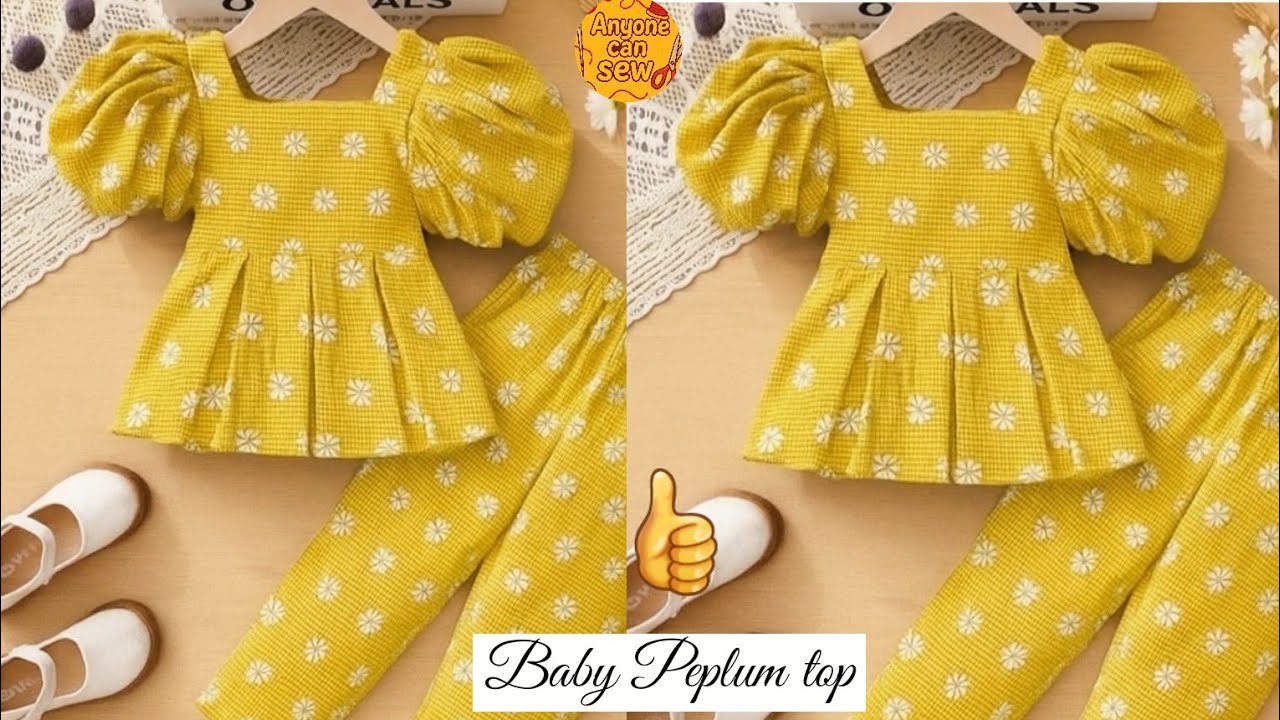 7-8 year Baby girl peplum top cutting and stitching | baby peplum frock cutting and stitching