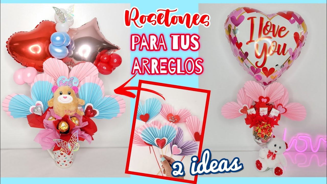 2 IDEAS ECONOMICAS CON ROSETONES DE CORAZON PARA SAN VALENTINE