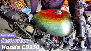 Honda CB250 four cylinder motorcycle, repaired and refurbished complete version