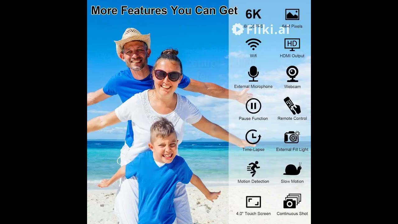 6K 64MP Video Camera Camcorder, 18X Digital Zoom IR Night Vision Vlogging Camera