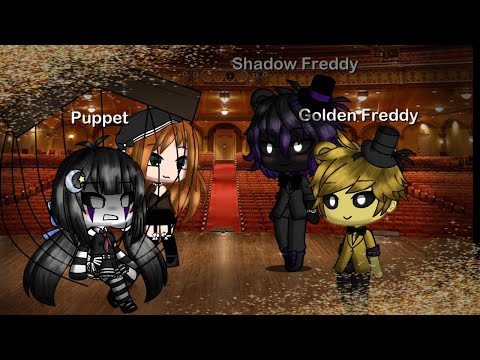 Aftons + puppet vs shadow and gold animatronics- singing battle gacha life-