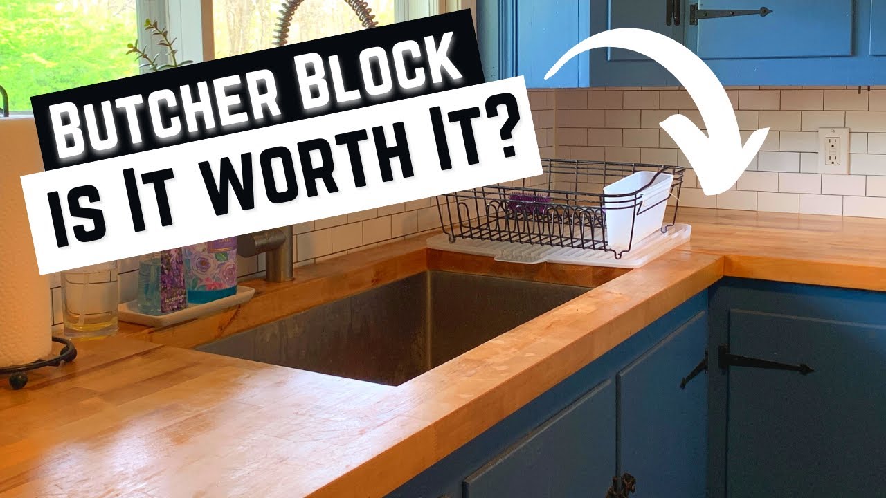 How Our Diy Butcher Block Wood Countertops Look After 1 Year - Youtube