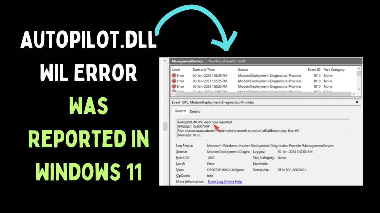How to Fix Autopilot.dll WIL Error Was Reported in Windows 11 - YouTube