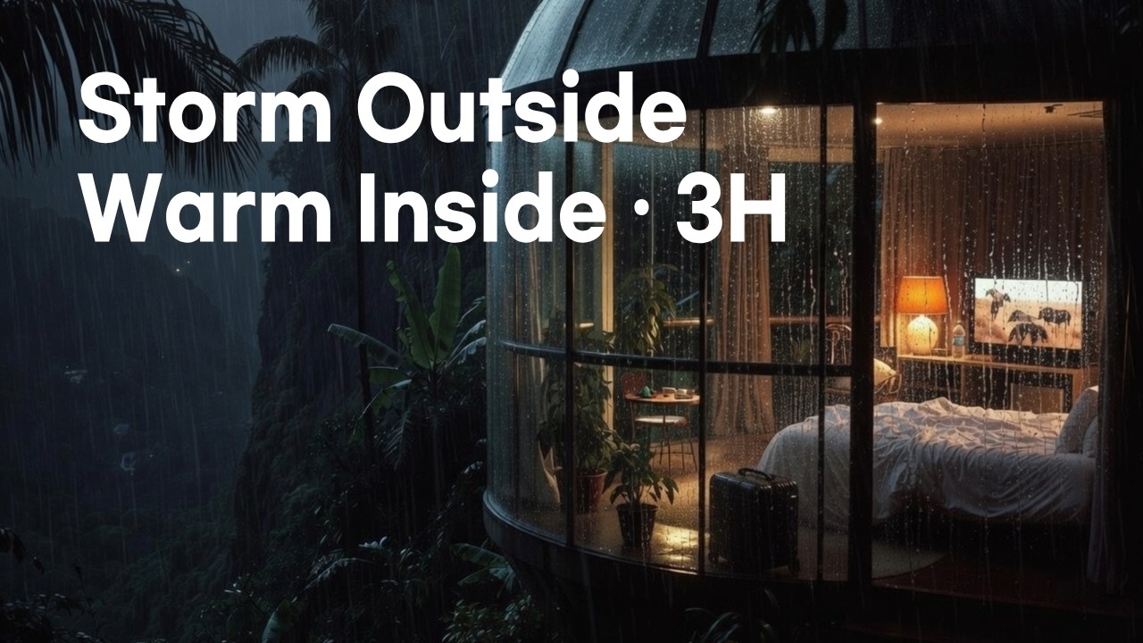 Sleep in a Cliff Glass Room | 3H Heavy Rain Sounds #CliffRain #RainVista #HeavyRain #RainSounds