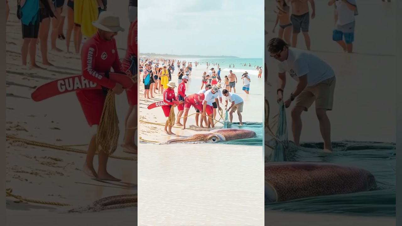 Beach goers Rescue a Wild Squid! 🦑🤲 
