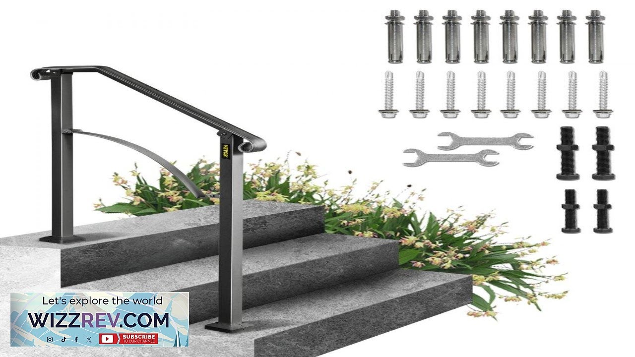 VEVOR Handrails for Outdoor Steps Fit 2 or 3 Steps Outdoor Stair