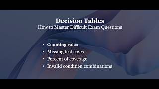 COURSE:  Decision Tables - Master Difficult ISTQB Exam Questions