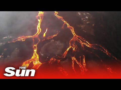 La Palma lava flow captured in drone footage