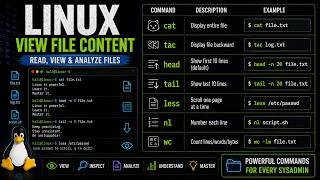 Linux File Commands | cat, tac, head, tail, less, nl & wc