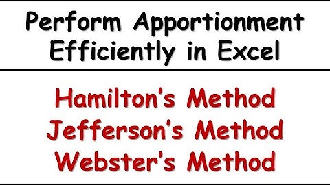 1.4 Apportionment in Excel (Hamilton, Jefferson, Webster