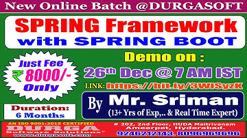 SPRING Framework with SPRING BOOT Online Training @ DURGASOFT