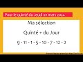 Pronostic quinte du jour turfoo pronostic pmu quint  du jour jeudi 07 mars 2024