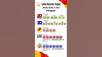 PCSO 2D 3D Lotto Results Today 9pm Draw October 27, 2025