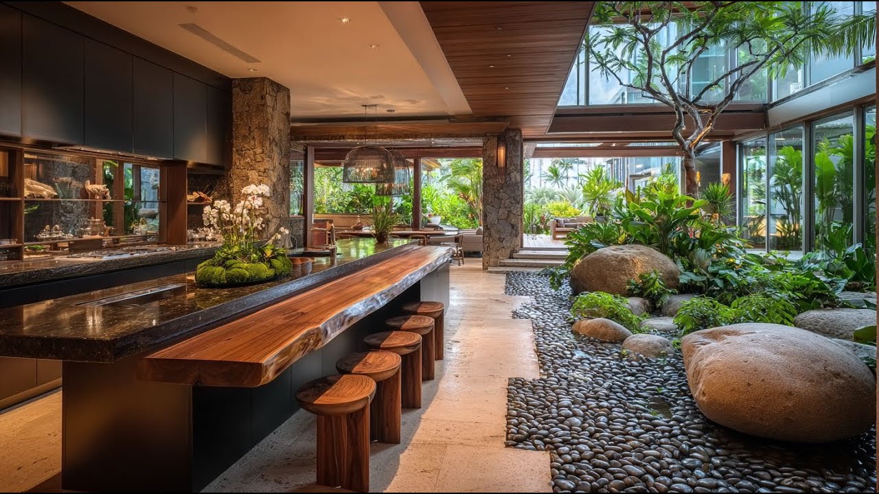 Tropical Modern Kitchen & Dining – Water Garden Harmony at Home
