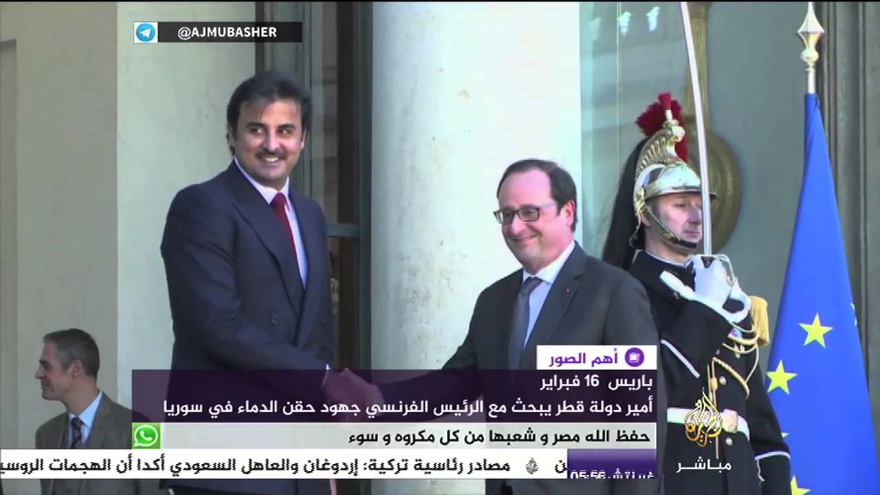 أمير دولة قطر يبحث مع الرئيس الفرنسي جهود حقن الدماء في سوريا