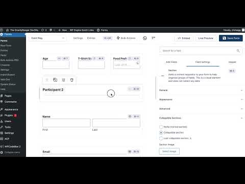 How to Create Field Groups in Gravity Forms using Collapsible Sections