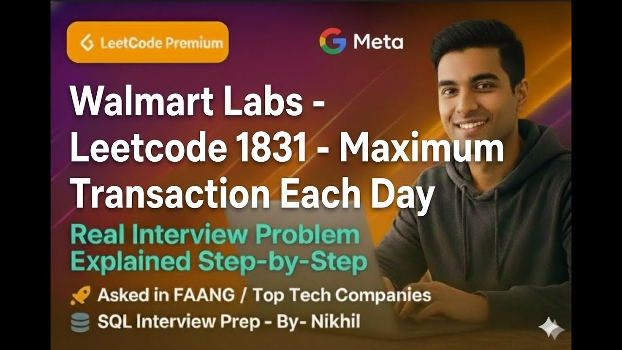 Взлом LeetCode 1831 – Максимальное количество транзакций в день | Вопрос по SQL для Walmart @DevV...
