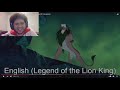 Reaction the lion king be prepared in different languages