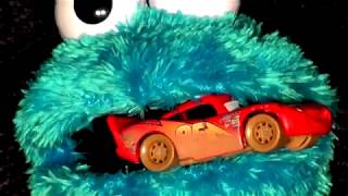 Cookie Monster Count and Crunch Eats Cars from Disney Pixar Cars and some Cookies and Micro Cars