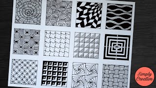12 Zentangle Patterns | 12 Doodle Patterns | Beginners Guide for Zentangle | Zen-Doodle | Part 1