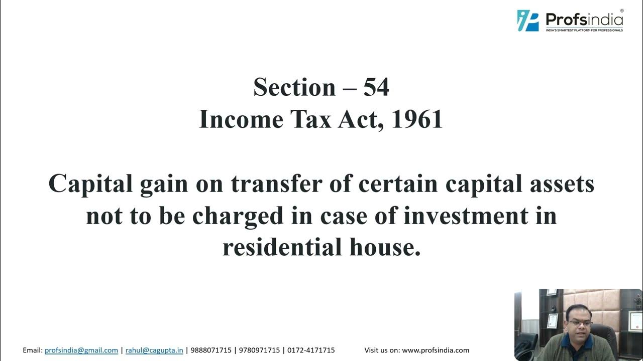 Section 54 Capital Gain Exemption on sale of residential house YouTube