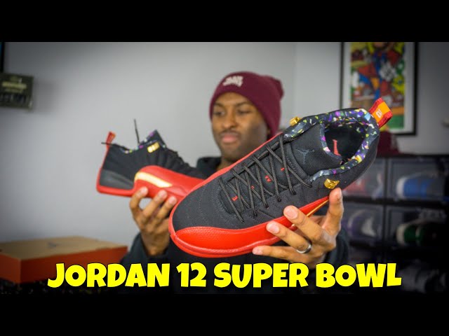 jordan 12 super bowl on feet
