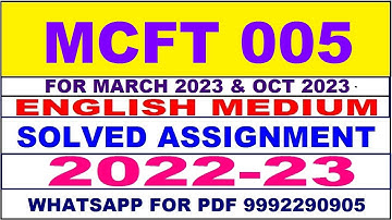 mcft 5 solved assignment 2022-23 in english | mcft 5 solved assignment 2022-23 | mcft 5 2023