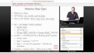 AP Computer Science - Types, Variables, & Arithmetic Operators