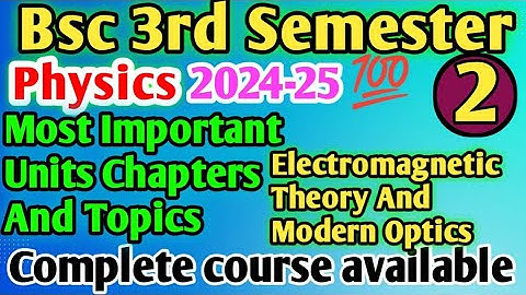Bsc 3rd semester physics important chapters Electromagnetic Theory and Modern optics #yourbscguide