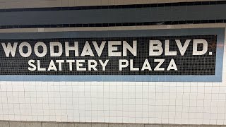 IND Queens Blvd Line: High Speed (E, F) Exp & (R) Lcl trains @ Woodhaven Blvd