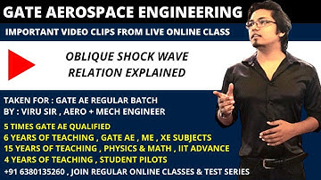 oblique shock wave | GAS DYNAMICS | GATE AEROSPACE ENGINEERING LECTURES | ONLINE COACHING | GATE