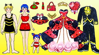 Vestido De Muñeca De Papel  Ladybug & Cat Noir Family Costumes Dress Up For Party Woa Doll Español