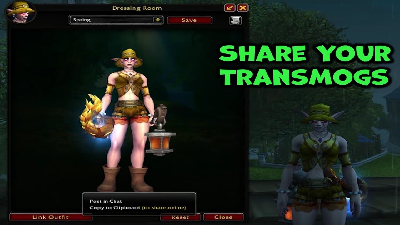 How to Access the Dressing Room & Share or View a Transmog Link