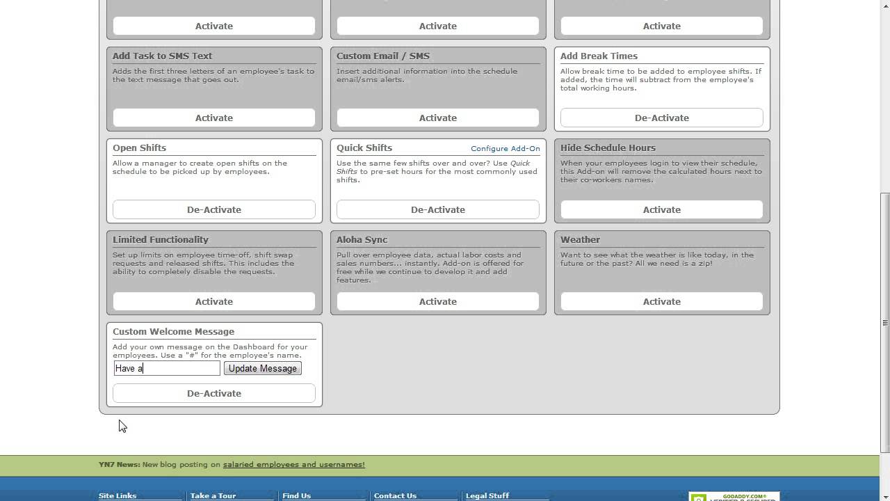Employee Scheduling - Welcome Message Add-On - Your Next Seven