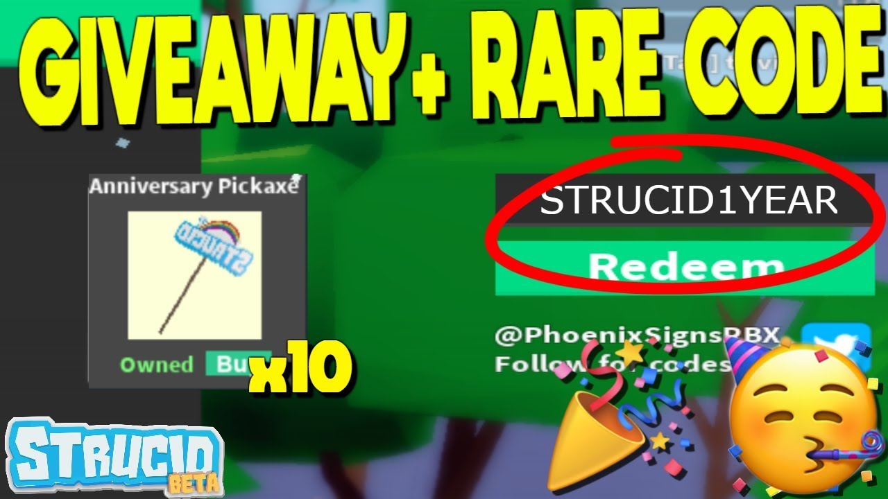 X10 Free Anniversary Pickaxe Giveaway Rare Code Strucid Youtube - rare new code in strucid i got a legendary roblox fortnite