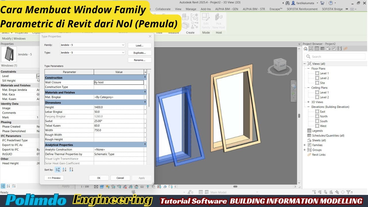 Cara Membuat Window Family Parametric di Revit dari Nol (Pemula)