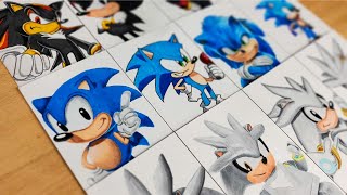Drawing SONIC, SHADOW, and SILVER in Different Styles | Sonic The Hedgehog