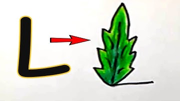 How to draw leaf from letter L - Easy Alphabet learning and drawing for kids