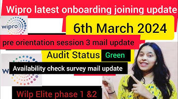 Wipro Elite phase 1 phase 2 Wilp  Onboarding BGV mail|NGA Training|Pre orientation mail|Survey mail