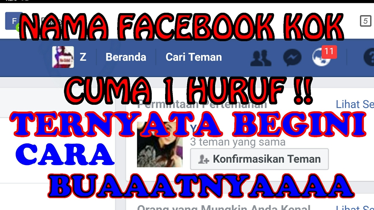 CARA BUAT AKUN FACEBOOK DENGAN NAMA 1 HURUF YouTube