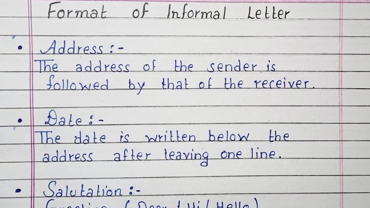 How To Write Informal Letter Informal Letter Writing Format YouTube