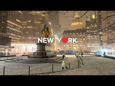 4K Snowy Night Stroll In Central Park 5th Ave NYC Jan 2026 