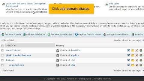 Creating a domain alias in Plesk